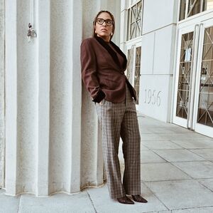 Velvet Trimmed Wool Blazer